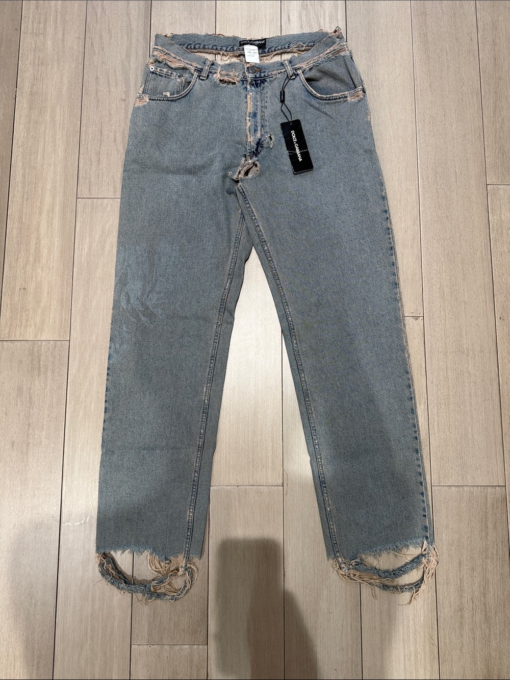 Vintage Dolce & Gabbana Men’s Deconstructed Distressed Jeans size s/ 50 IT NWT